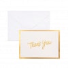Gift card with thank you in gold writing and a gold border. White envelope behind.