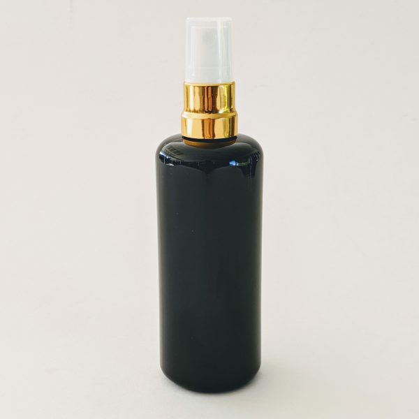 Cleanskin Body & Room Mist Black Miron Glass Bottle 100ml With Gold & White Mister