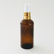 Cleanskin Body & Room Mist Amber Glass Bottle 100ml With Gold & White Mister