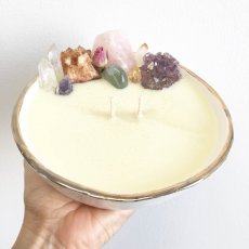 Aphrodite crystal soy candle bowl scented with Love, an organic essential oil blend