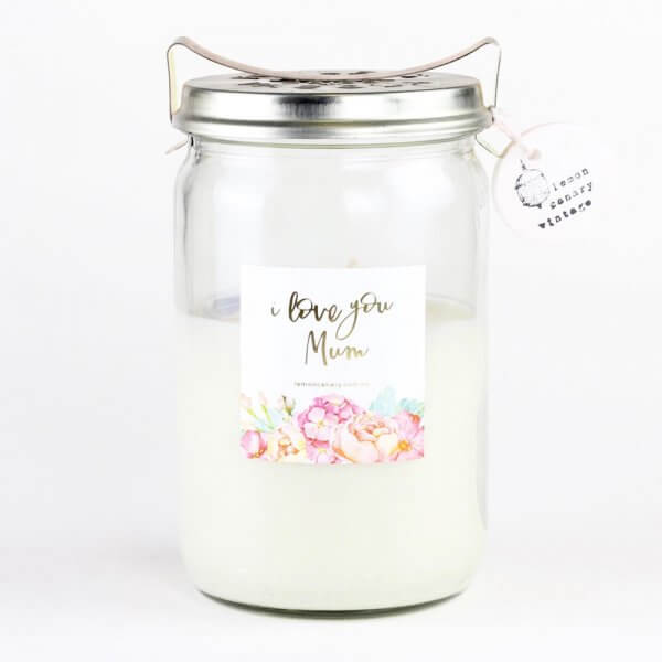 Lemon Canary 500g 'i love you mum' vintage soy candle with pink peony and marshmallow scent