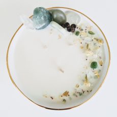 #12 Soy Wax Candle Bowl With Crystals - Choose From 24+ Scents, Includes Aventurine, Clear Quartz, Jade, Gumnuts, Jasmine, Heather Flower and Gold Leaf