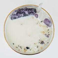 #18 Soy Wax Candle Bowl With Crystals - Choose From 24+ Scents, Includes Amethyst, Clear Quartz, Jasmine, Lavender, Gold Fairy Dust and Gold Leaf