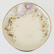 #45 Soy Wax Candle Bowl With Crystals - Choose From 24+ Scents, Includes Rose Quartz, Chamomile, Heather Flower, Rose Petals, Dried Orange Peel, Moroccan Rose Dust and Gold Leaf