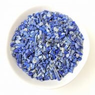 Lapis Lazuli Crystal Chips in a White Bowl Top View