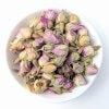 Organic Pink Rose Buds in a White Bowl Top View