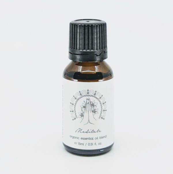 'Meditate' Pure & Organic Essential Oil Blend 15ml Amber Bottle with Black Cap